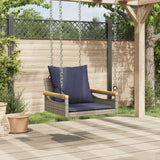 Vidaxl schommelbank met kussens 63x62x40 cm poly rattan grijs