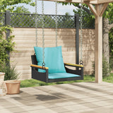 Vidaxl schommelbank met kussens 63x62x40 cm poly rattan zwart