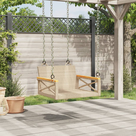 Vidaxl schommelbank 63x62x40 cm poly rattan beige