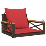 Vidaxl schommelbank met kussens 63x62x40 cm poly rattan bruin