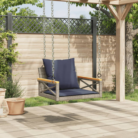 Vidaxl schommelbank met kussens 63x62x40 cm poly rattan grijs