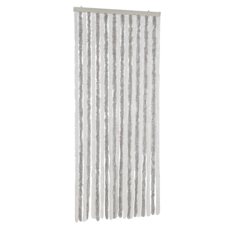 Vidaxx Fliegenvorhang 90x220 cm Chenille Hellgrau und Weiß