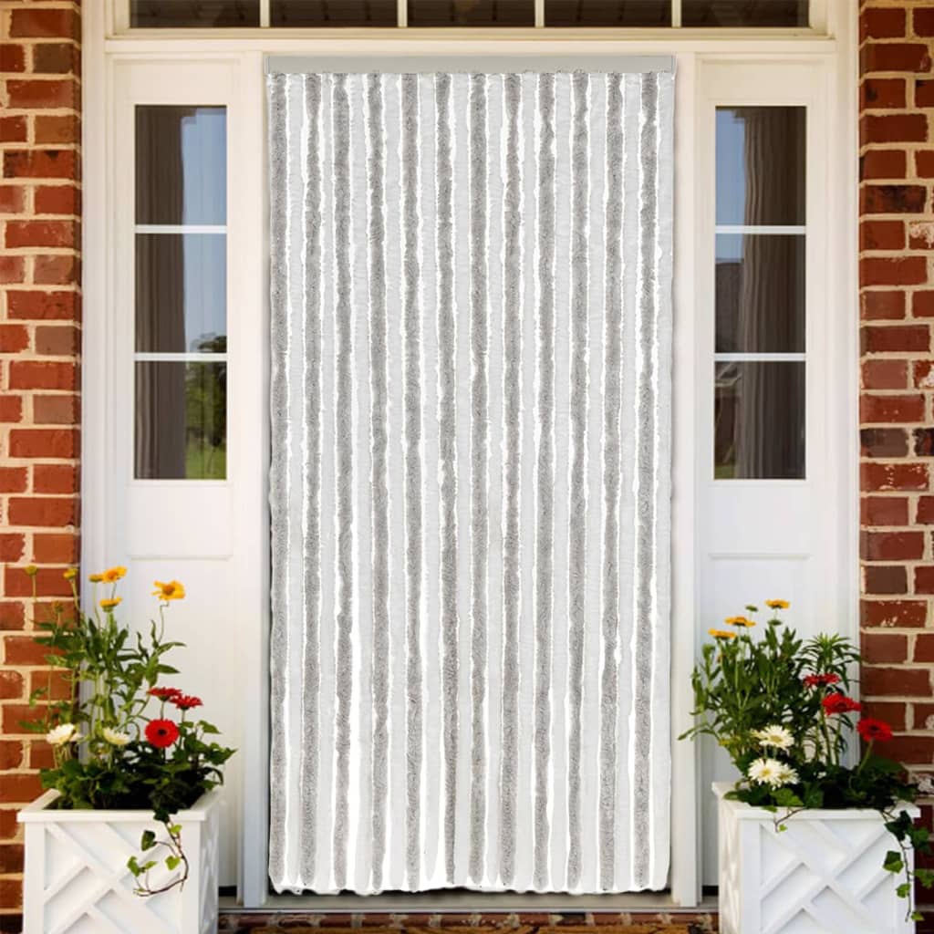 Vidaxx Fliegenvorhang 100x220 cm Chenille hellgrau und weiß