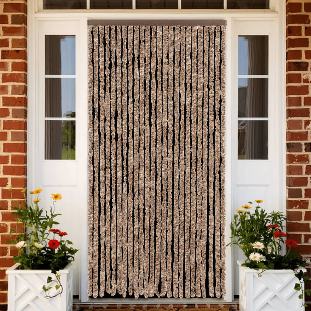 Vidaxx Fliegenvorhang 100x220 cm Chenille Beige und Dunkelbraun