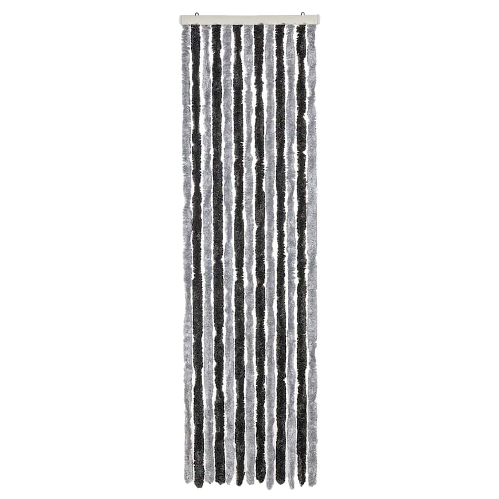 VidaXL Fliegenvorhang 56x185 cm Chenille grau und schwarz