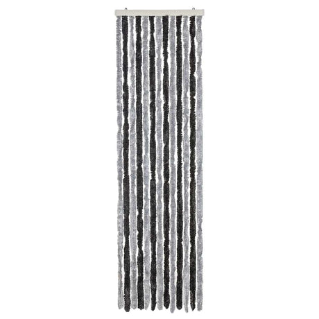 Vidaxx Fliegenvorhang 56x200 cm Chenille Grau und Schwarz