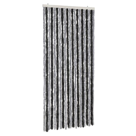 Vidaxx Fliegenvorhang 90x200 cm Chenille Grau und Schwarz