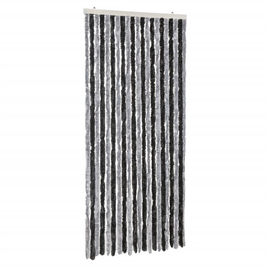 Vidaxx Fliegenvorhang 90x220 cm Chenille Grau und Schwarz