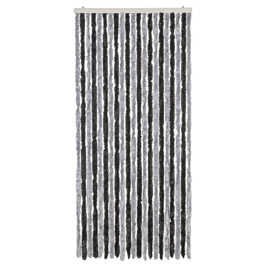 Vidaxx Fliegenvorhang 90x220 cm Chenille Grau und Schwarz