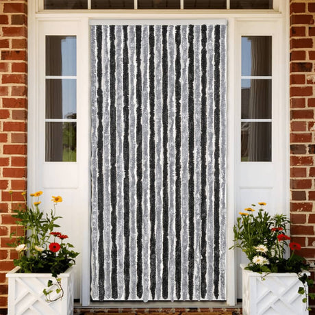 Vidaxx Fliegenvorhang 90x220 cm Chenille Grau und Schwarz