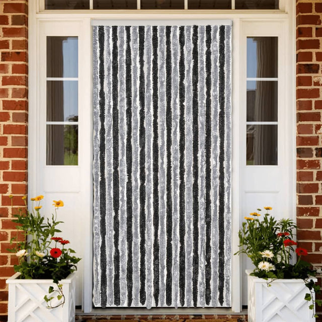 Vidaxx Fliegenvorhang 90x220 cm Chenille Grau und Schwarz