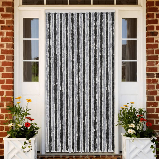 Vidaxx Fliegenvorhang 100x220 cm Chenille Grau und Schwarz