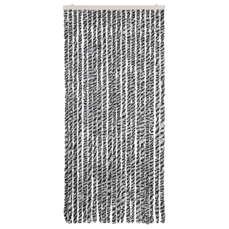 Vidaxx Fliegenvorhang 90x200 cm Chenille Grau und Schwarz und Weiß