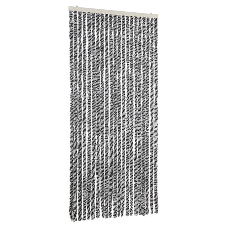 Vidaxx Fliegenvorhang 90x220 cm Chenille Grau und Schwarz und Weiß