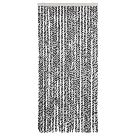 Vidaxx Fliegenvorhang 90x220 cm Chenille Grau und Schwarz und Weiß