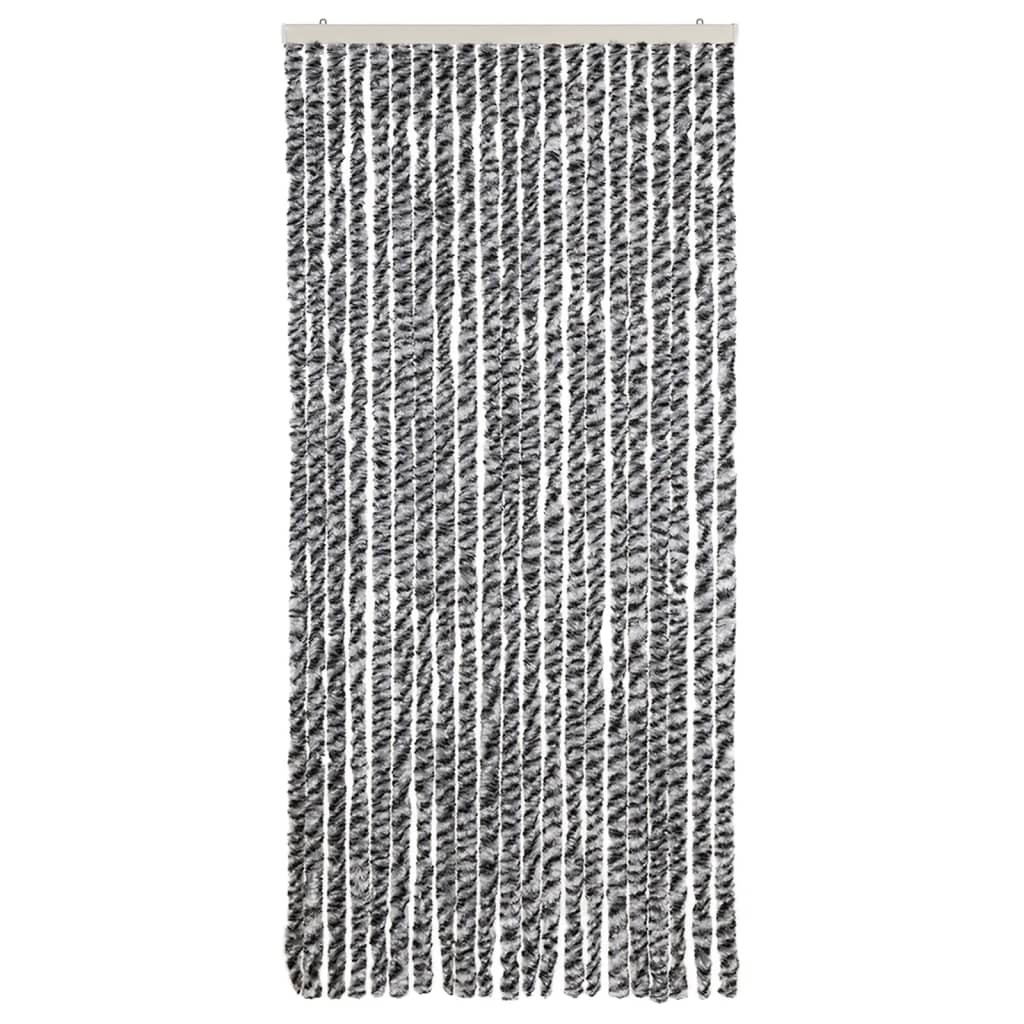 Vidaxx Fliegenvorhang 90x220 cm Chenille Grau und Schwarz und Weiß