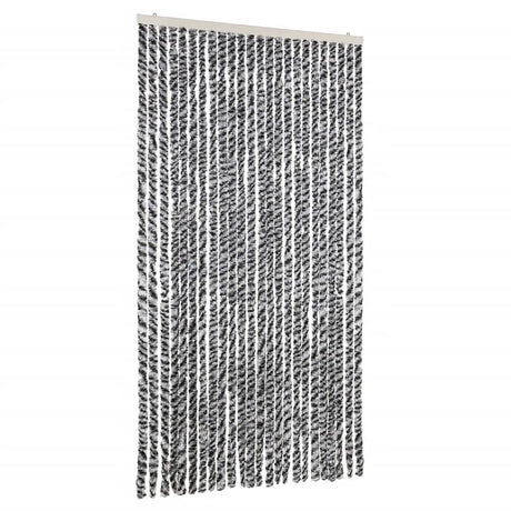 Vidaxx Fliegenvorhang 100x200 cm Chenille Grau und Schwarz und Weiß