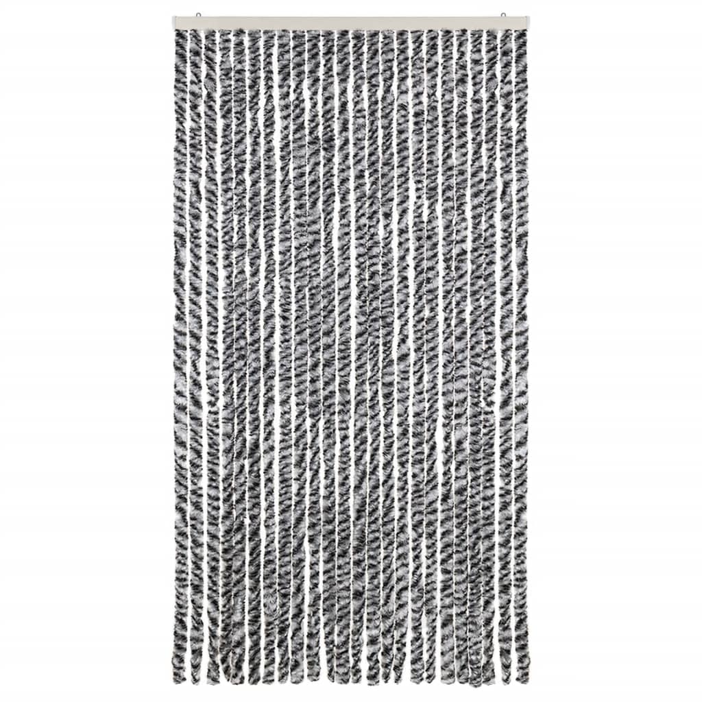 Vidaxx Fliegenvorhang 100x200 cm Chenille Grau und Schwarz und Weiß