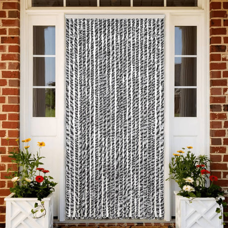 Vidaxx Fliegenvorhang 100x200 cm Chenille Grau und Schwarz und Weiß