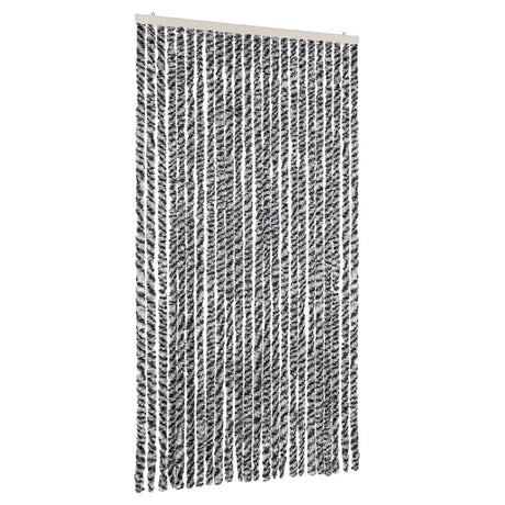 Vidaxx Fliegenvorhang 100x220 cm Chenille Grau und Schwarz und Weiß