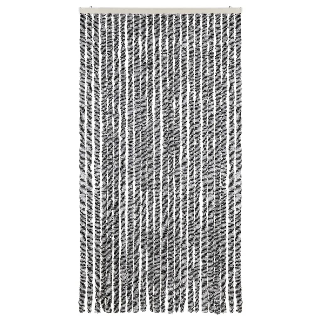 Vidaxx Fliegenvorhang 100x220 cm Chenille Grau und Schwarz und Weiß