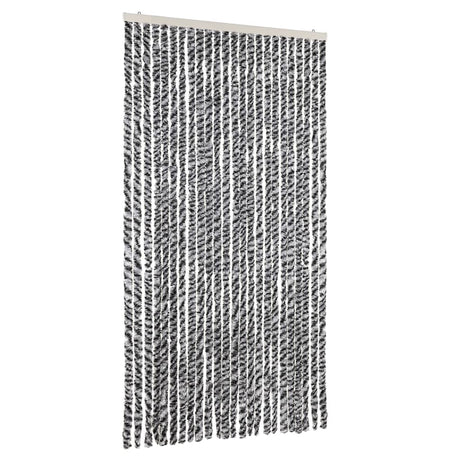 Vidaxx Fliegenvorhang 100x230 cm Chenille Grau und Schwarz und Weiß