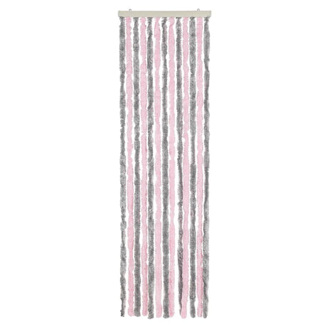 Vidaxx Fliegenvorhang 56x185 cm Chenille Silbergrau und Rosa