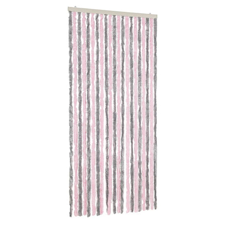 Vidaxx Fliegenvorhang 90x220 cm Chenille Silbergrau und Rosa