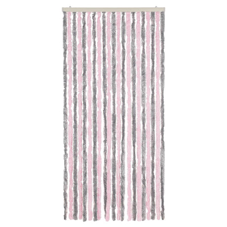 Vidaxx Fliegenvorhang 90x220 cm Chenille Silbergrau und Rosa