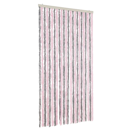 Vidaxx Fliegenvorhang 100x200 cm Chenille Silbergrau und Rosa
