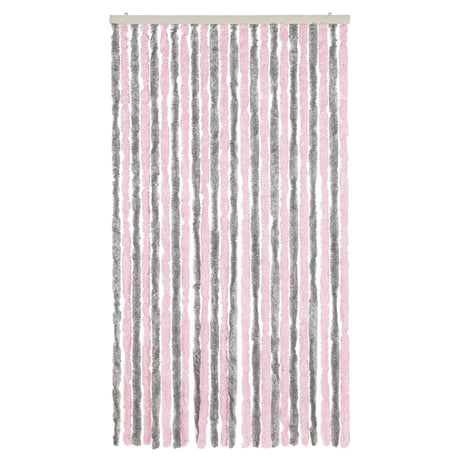 Vidaxx Fliegenvorhang 100x200 cm Chenille Silbergrau und Rosa