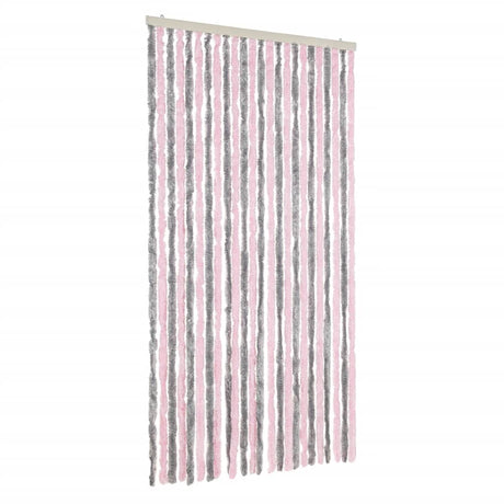 Vidaxx Fliegenvorhang 100x220 cm Chenille Silbergrau und Rosa