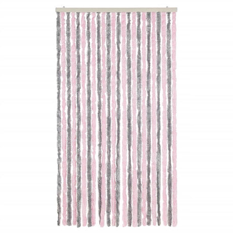 Vidaxx Fliegenvorhang 100x230 cm Chenille Silbergrau und Rosa