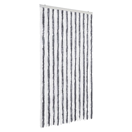 Vidaxx Fliegenvorhang 100x200 cm Chenille grau und weiß