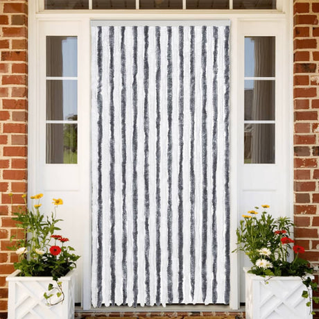 Vidaxx Fliegenvorhang 100x200 cm Chenille grau und weiß