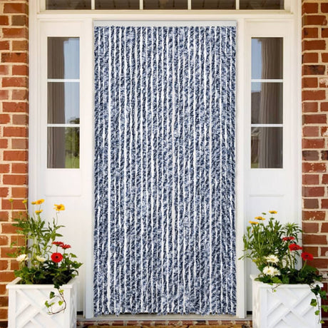 Vidaxx Fliegenvorhang 100x200 cm Chenille blau und weiß
