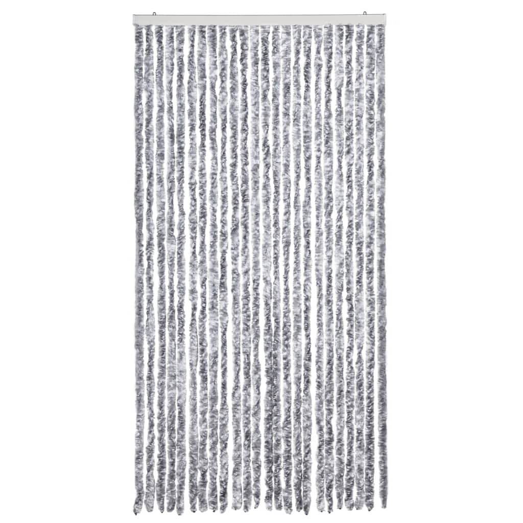 Vidaxx Fliegenvorhang 100x200 cm Chenille weiß und grau