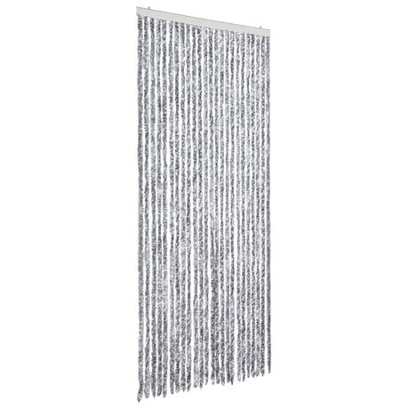 Vidaxx Fliegenvorhang 100x230 cm Chenille weiß und grau