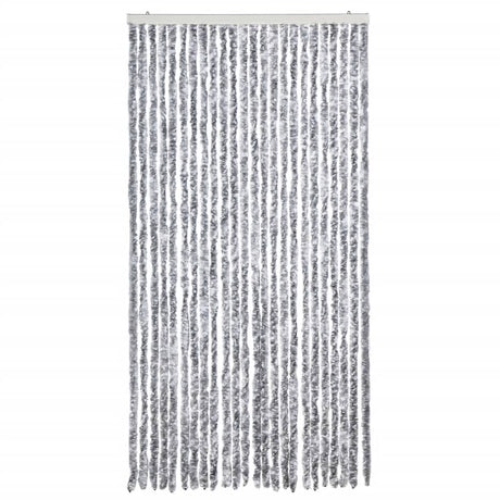 Vidaxx Fliegenvorhang 100x230 cm Chenille weiß und grau