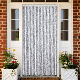 Vidaxx Fliegenvorhang 100x230 cm Chenille weiß und grau