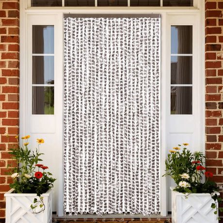Vidaxx Fliegenvorhang 100x230 cm Chenille Taupe und Weiß