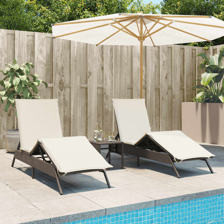 Vidaxl ligstoelen 2 st met tafel poly rattan bruin