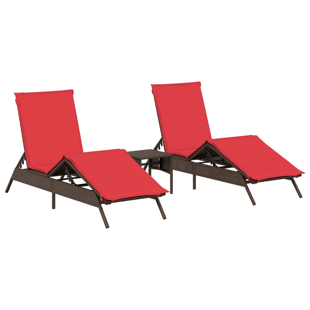 Vidaxl ligstoelen 2 st met tafel poly rattan bruin (alleen vs)
