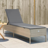 Vidaxl ligbed met kussen poly rattan beige