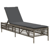 Vidaxl ligbed met kussen poly rattan grijs
