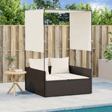 Vidaxl ligbed tweepersoons met dak en gordijn poly rattan bruin