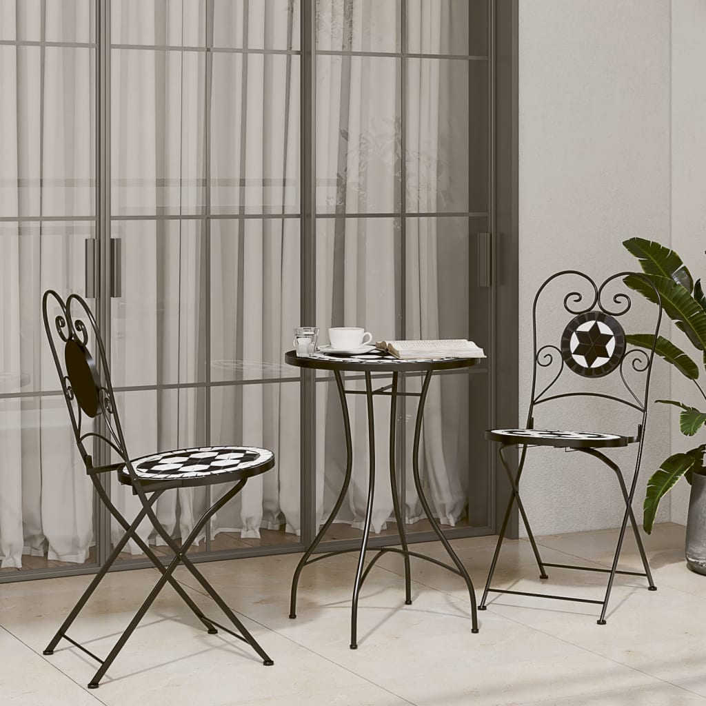 Vidaxl bistrotafel mozaïek ø50x70 cm keramiek zwart en wit