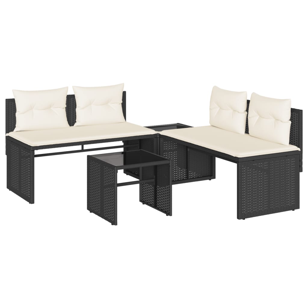 Vidaxl 4-delige loungeset met kussens poly rattan zwart