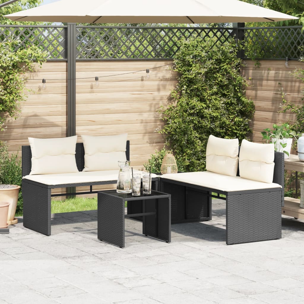 Vidaxl 4-delige loungeset met kussens poly rattan zwart