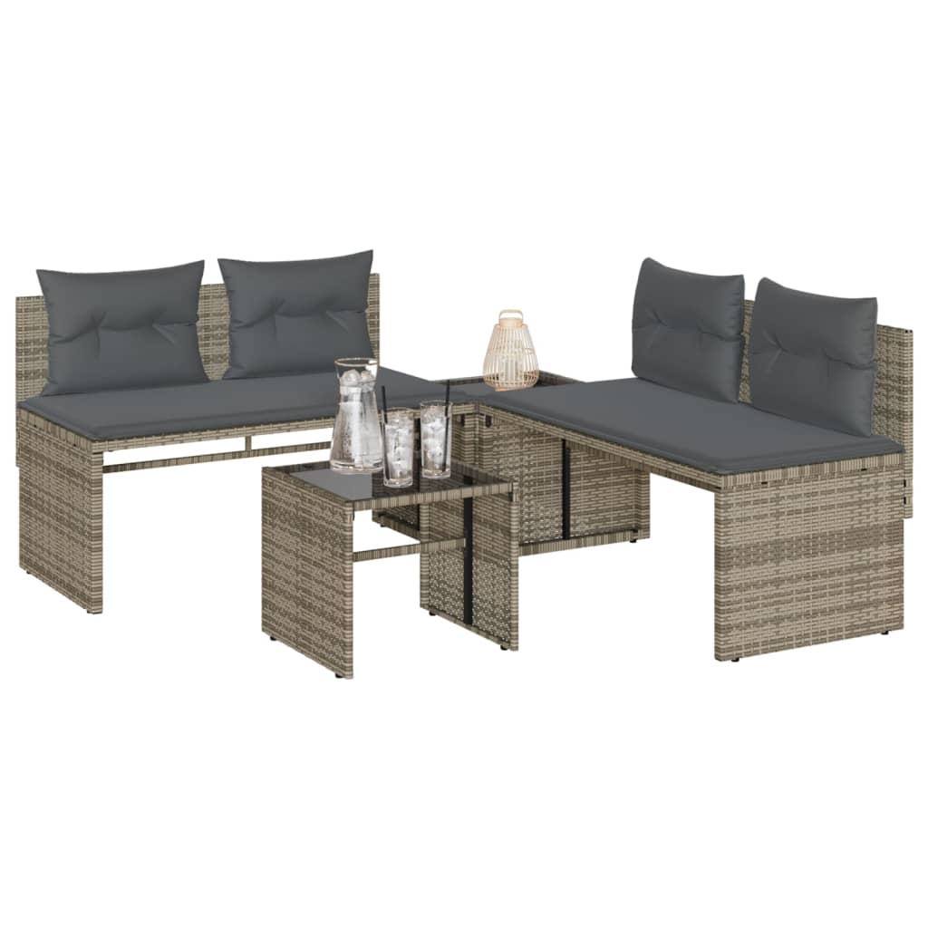 Vidaxl 4-delige loungeset met kussens poly rattan grijs